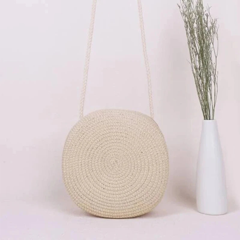 Summer Woven Straw Crossbody Bags for Women Fashion Round Handmade Rattan Beach Small Handbag Travel Female Shoulder Bag
