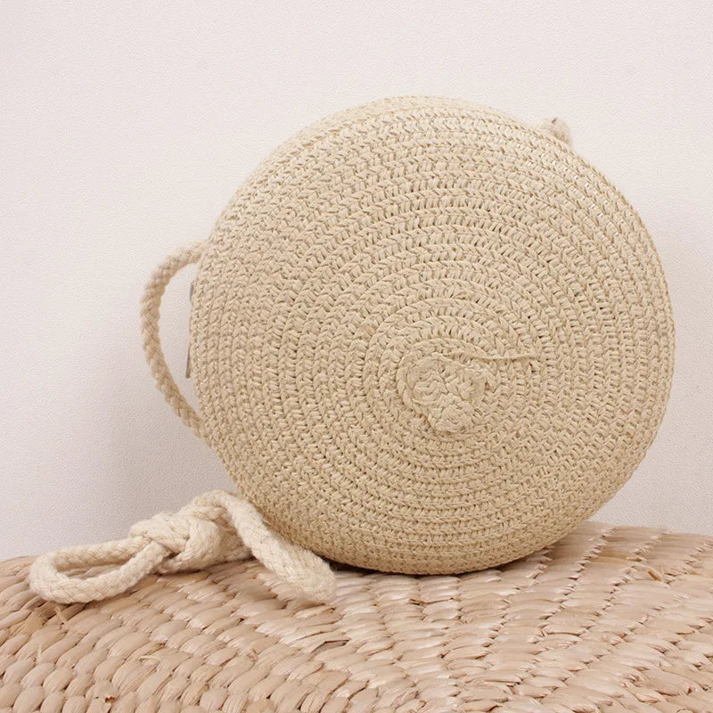 Summer Woven Straw Crossbody Bags for Women Fashion Round Handmade Rattan Beach Small Handbag Travel Female Shoulder Bag