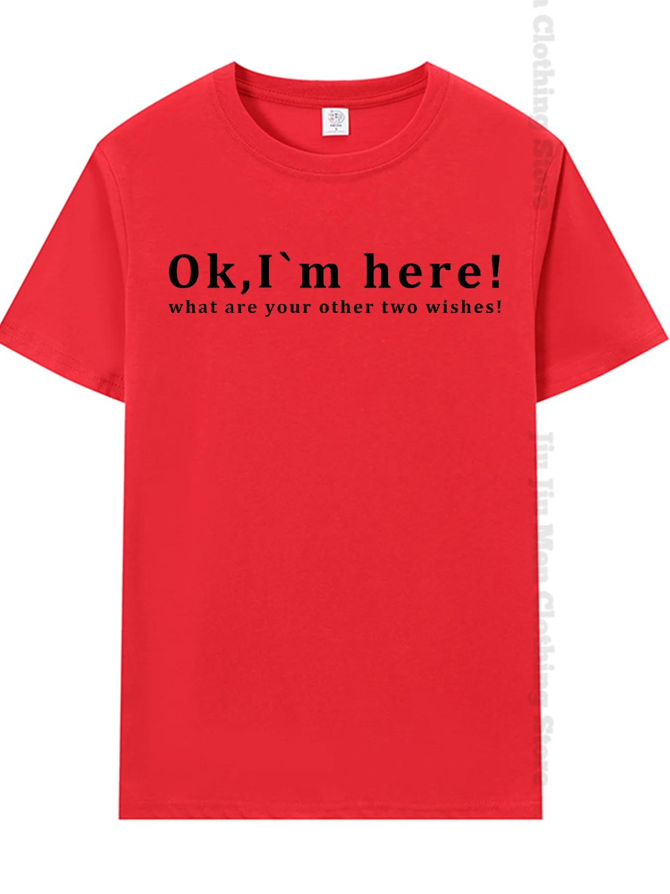 Summer Men's T-Shirt fashion Fun Shirt " OK, I`M Here! " Casual Loose Short Sleeved TShirt unisex Harajuku Tshirts Oversized T