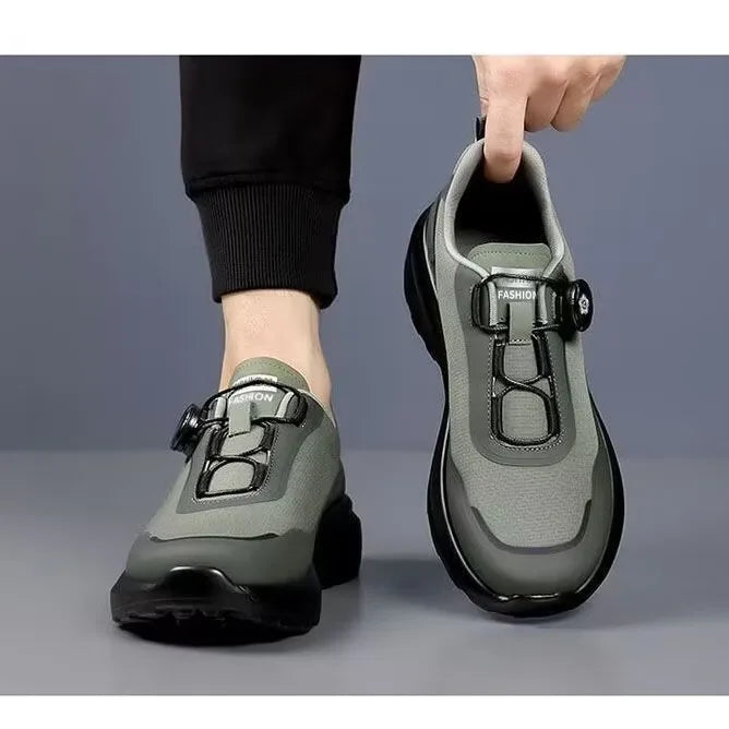 Men's Shoes 2025 Spring Platform Rotating Button Sports Trendy Shoes Men's Mountaineering Outdoor Soft-soled Sports Shoes