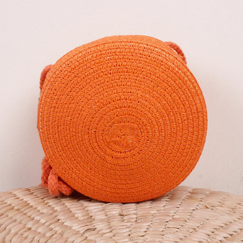 Summer Woven Straw Crossbody Bags for Women Fashion Round Handmade Rattan Beach Small Handbag Travel Female Shoulder Bag