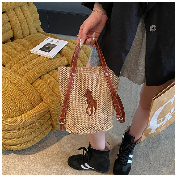 "Summer Straw Tote Bag for Women 2025 New Beach Woven Handbag Large Shoulder/Armpit Purse Bohemian Style"