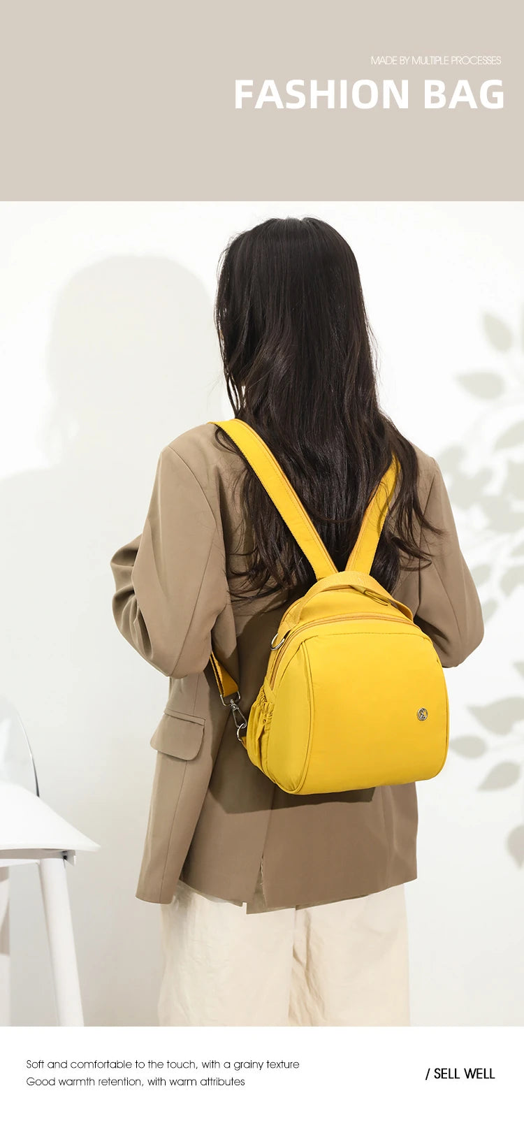 Backpack. New summer 2025 styles. Women's bags. Fashionable and casual. Made of nylon fabric. Lightweight. Women's travel bags.