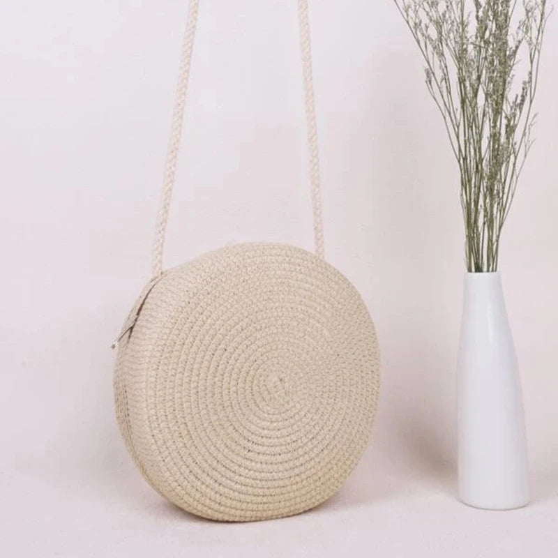 Summer Woven Straw Crossbody Bags for Women Fashion Round Handmade Rattan Beach Small Handbag Travel Female Shoulder Bag