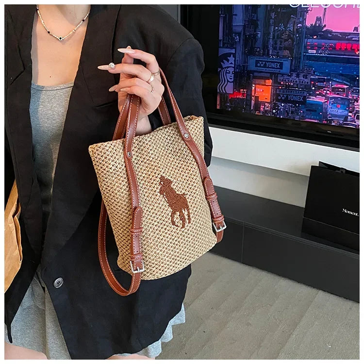 "Summer Straw Tote Bag for Women 2025 New Beach Woven Handbag Large Shoulder/Armpit Purse Bohemian Style"