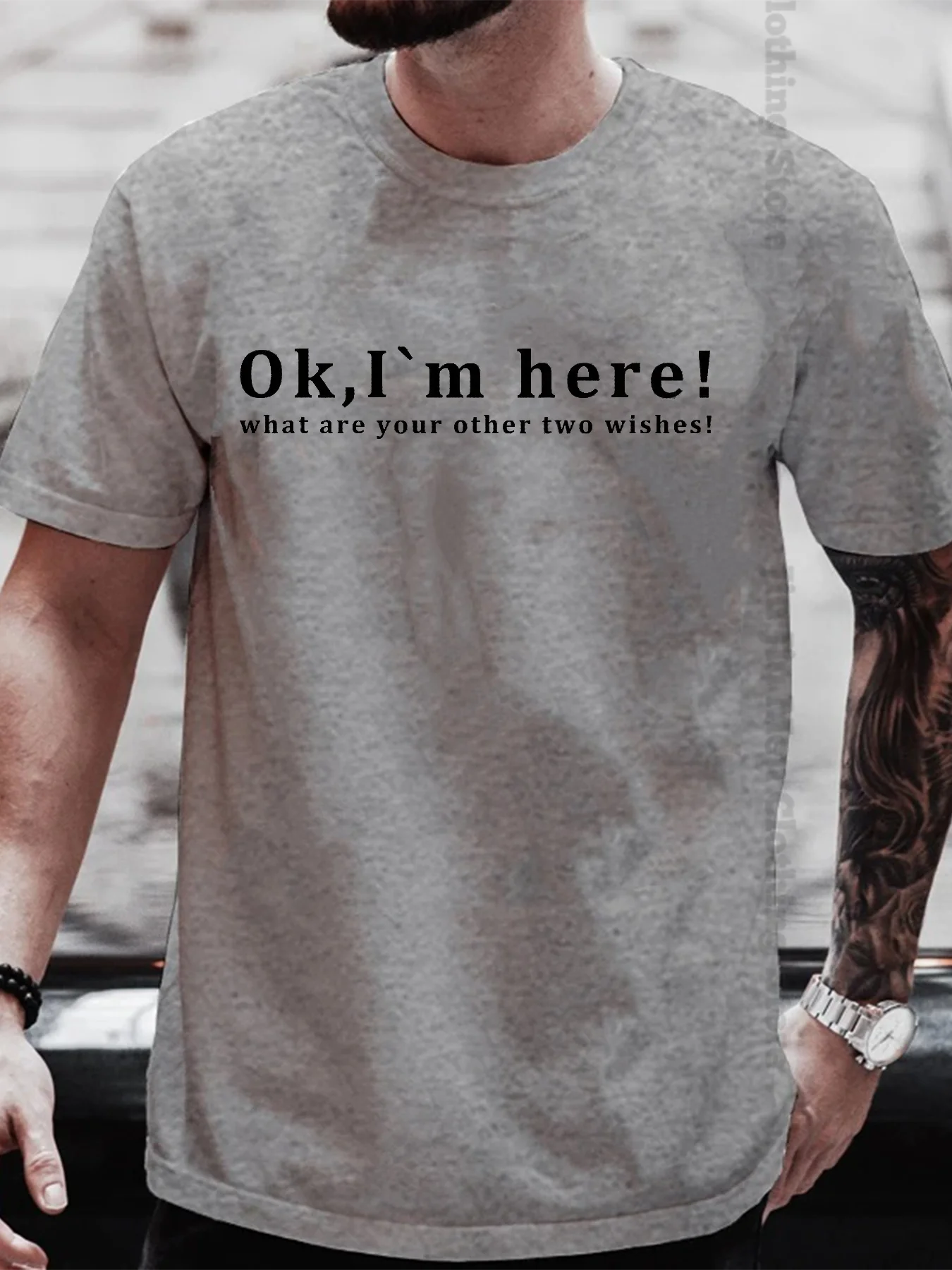 Summer Men's T-Shirt fashion Fun Shirt " OK, I`M Here! " Casual Loose Short Sleeved TShirt unisex Harajuku Tshirts Oversized T