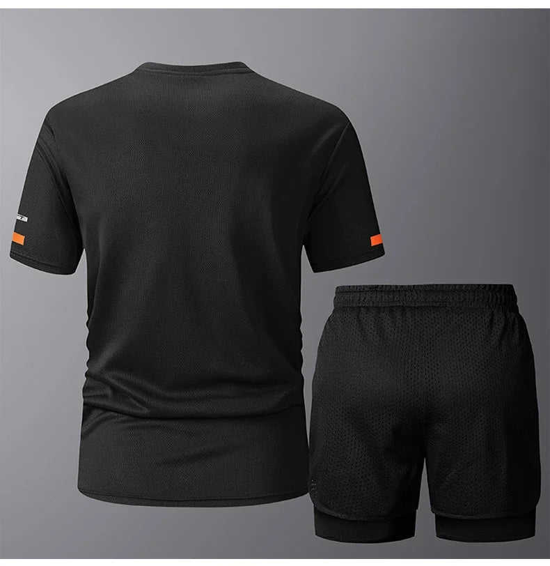 Men's Sportwear 2 PCS Sets Men Sports Quick Drying Running Sets Tracksuit Sport Suits Joggers Training Gym Fitness Workout Suits