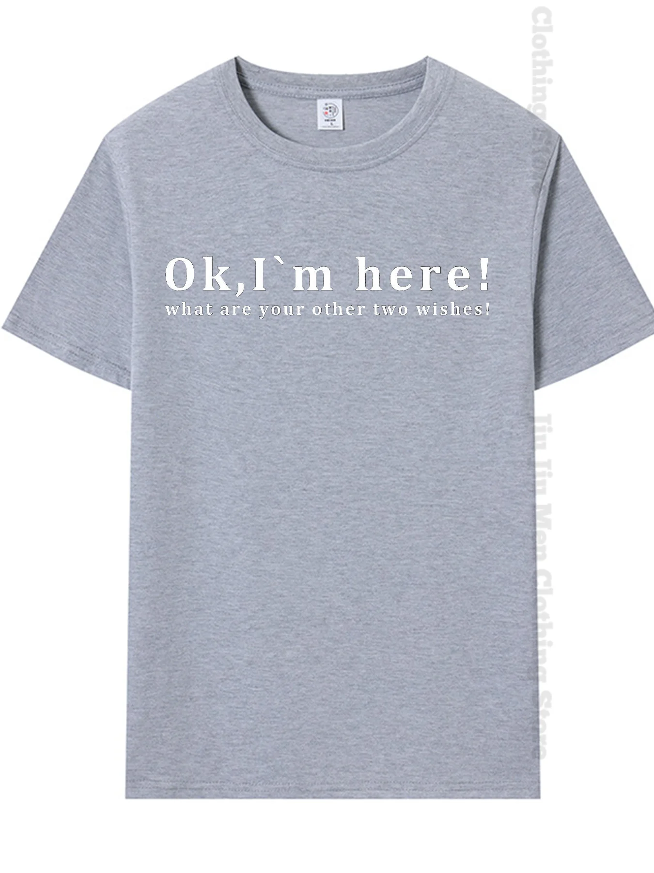 Summer Men's T-Shirt fashion Fun Shirt " OK, I`M Here! " Casual Loose Short Sleeved TShirt unisex Harajuku Tshirts Oversized T