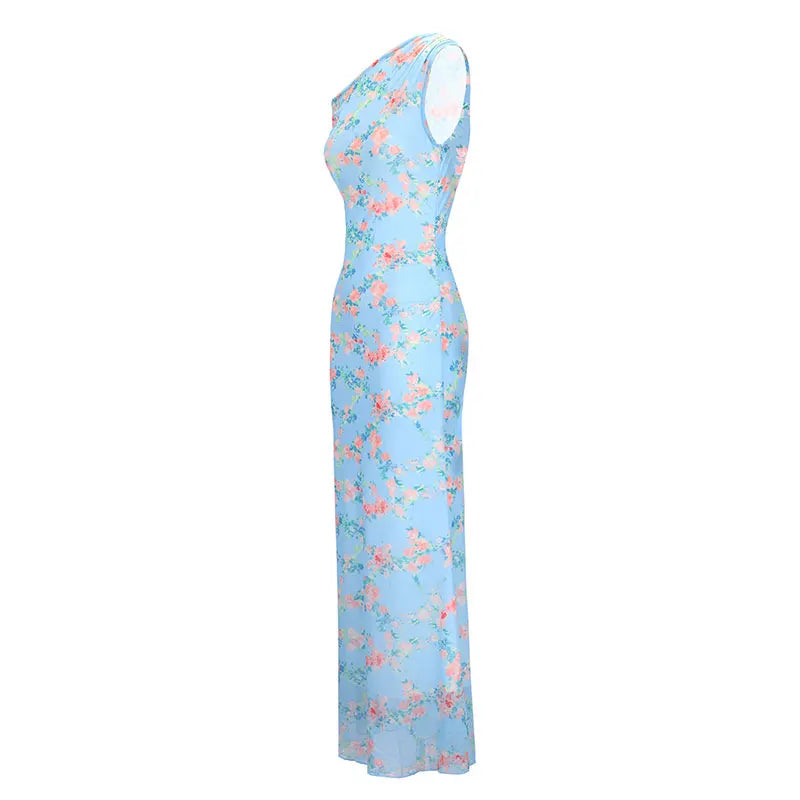 Women's Dresses Summer Streetwear Fashion New Print Split Print Maxi Dresses Sexy Female Casual Slim Knitted Dresses Clothing