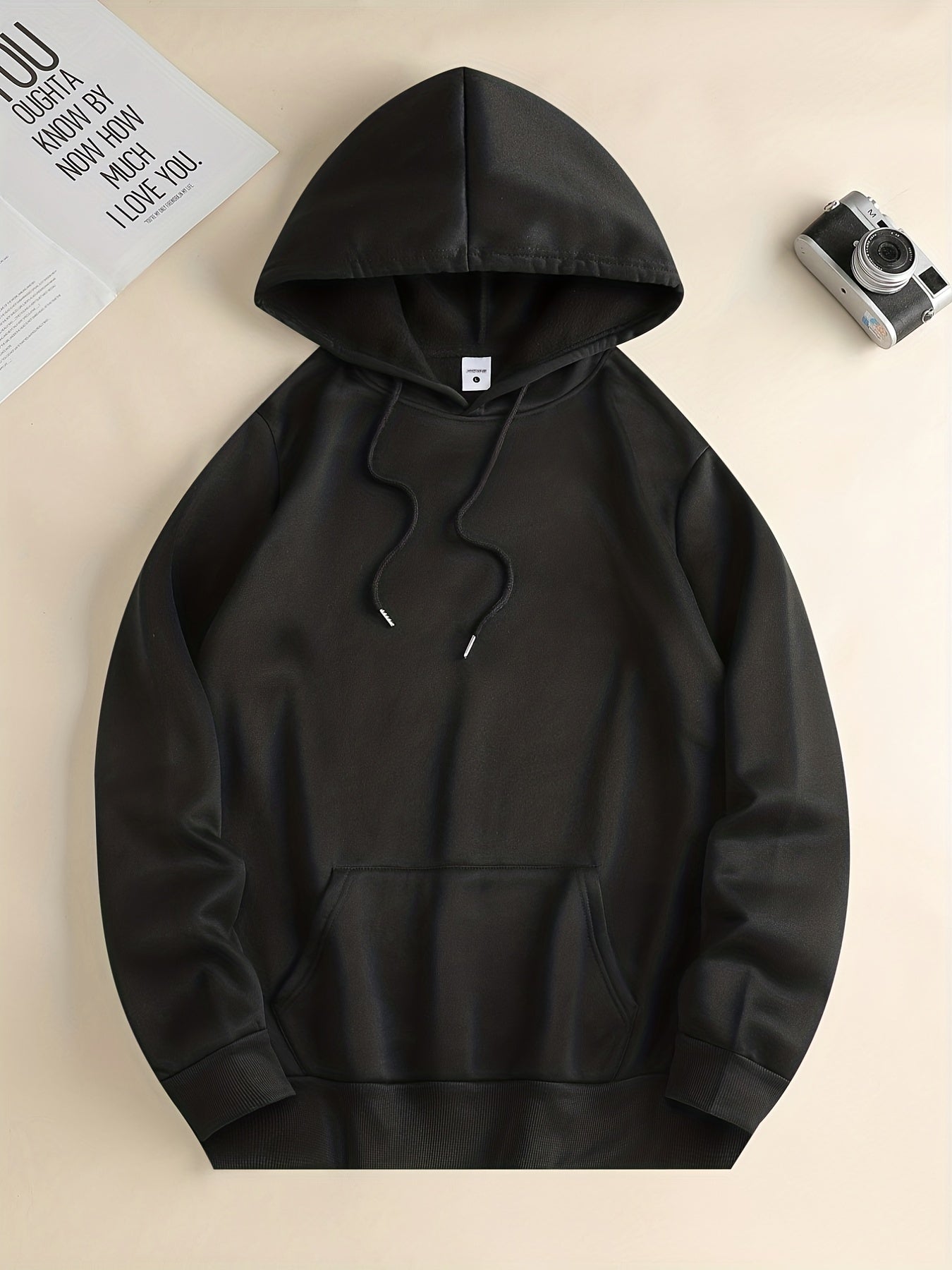Hoodies For Men, 'Love And Peace' Graphic Print Hoodie, Men’s Casual Pullover Hooded Sweatshirt With Kangaroo Pocket For Spring Fall, As Gifts