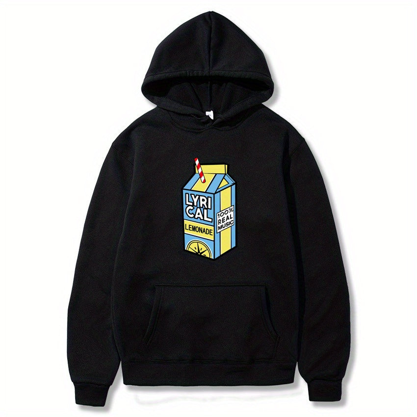 Plus Size Mens Cozy Graphic Hoodies - Soft Drawstring, Oversized Comfortable Fit, Vibrant Juice Print, Best Selling Pullover Sweatshirt for Casual Wear