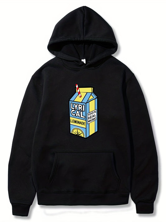 Plus Size Mens Cozy Graphic Hoodies - Soft Drawstring, Oversized Comfortable Fit, Vibrant Juice Print, Best Selling Pullover Sweatshirt for Casual Wear