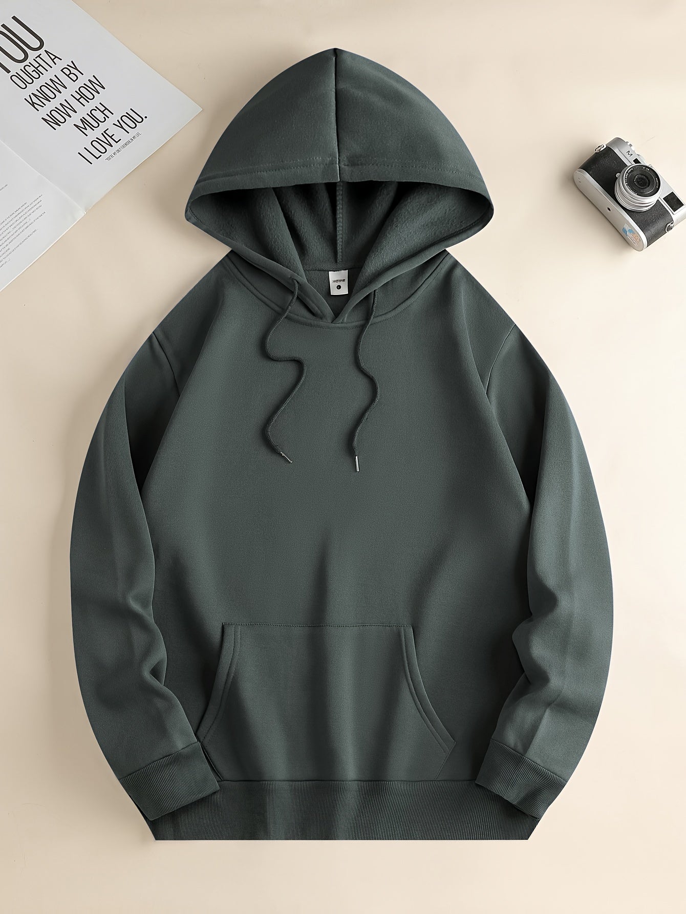 Hoodies For Men, 'Love And Peace' Graphic Print Hoodie, Men’s Casual Pullover Hooded Sweatshirt With Kangaroo Pocket For Spring Fall, As Gifts