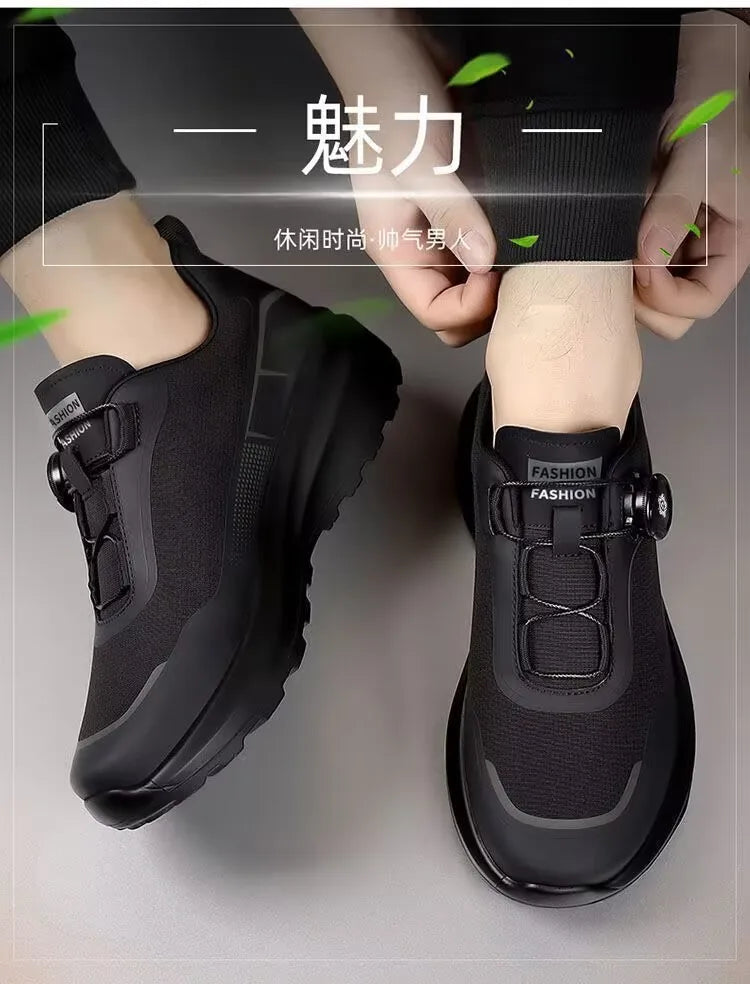 Men's Shoes 2025 Spring Platform Rotating Button Sports Trendy Shoes Men's Mountaineering Outdoor Soft-soled Sports Shoes