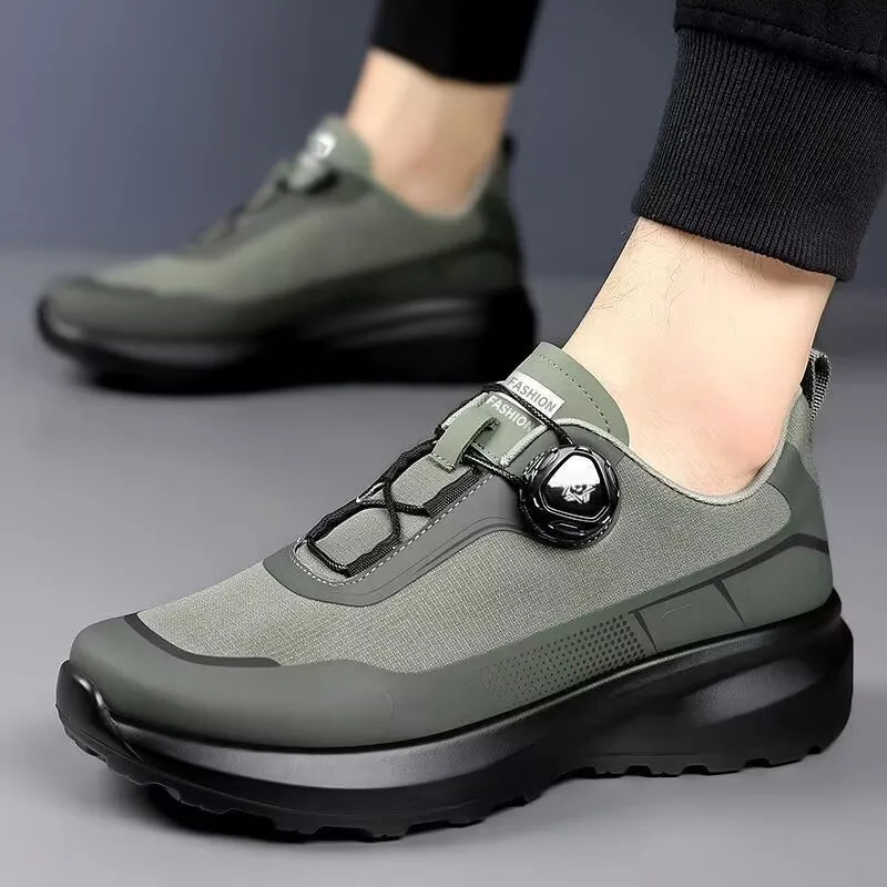 Men's Shoes 2025 Spring Platform Rotating Button Sports Trendy Shoes Men's Mountaineering Outdoor Soft-soled Sports Shoes