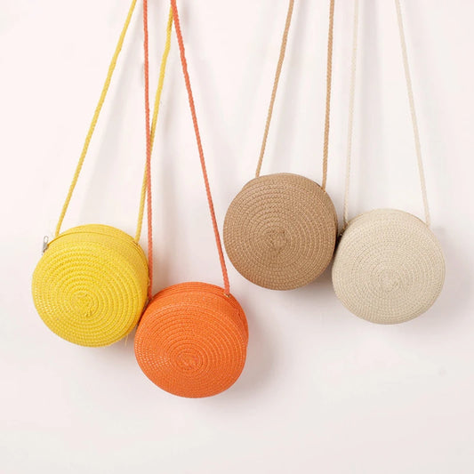 Summer Woven Straw Crossbody Bags for Women Fashion Round Handmade Rattan Beach Small Handbag Travel Female Shoulder Bag