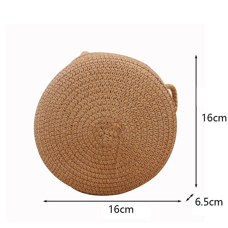 Summer Woven Straw Crossbody Bags for Women Fashion Round Handmade Rattan Beach Small Handbag Travel Female Shoulder Bag