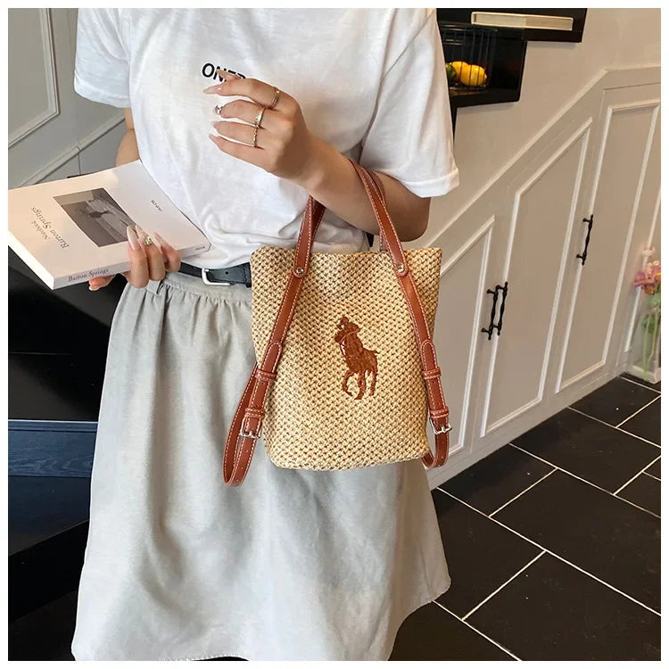 "Summer Straw Tote Bag for Women 2025 New Beach Woven Handbag Large Shoulder/Armpit Purse Bohemian Style"