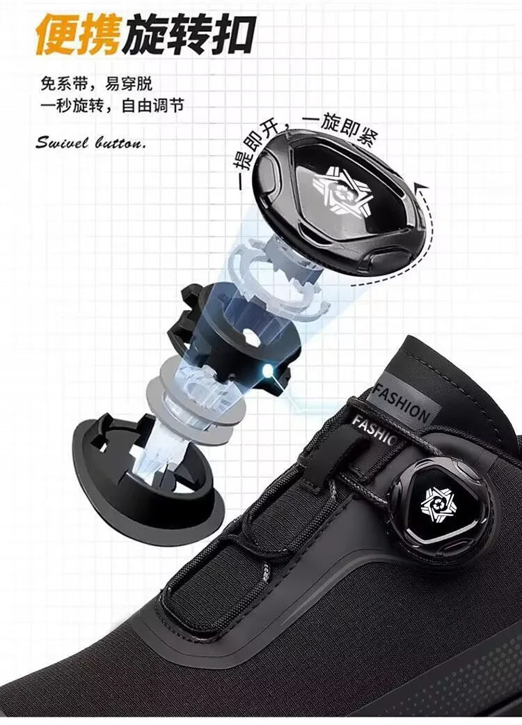 Men's Shoes 2025 Spring Platform Rotating Button Sports Trendy Shoes Men's Mountaineering Outdoor Soft-soled Sports Shoes