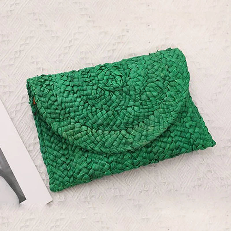 Summer Beach Bags For Women Handmade Straw Envelope Crossbody Bag Braided Shoulder Messenger Bag Vacation Woven Handbag