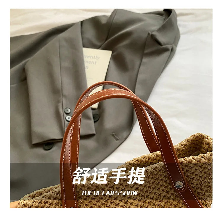 "Summer Straw Tote Bag for Women 2025 New Beach Woven Handbag Large Shoulder/Armpit Purse Bohemian Style"