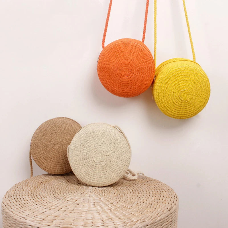 Summer Woven Straw Crossbody Bags for Women Fashion Round Handmade Rattan Beach Small Handbag Travel Female Shoulder Bag