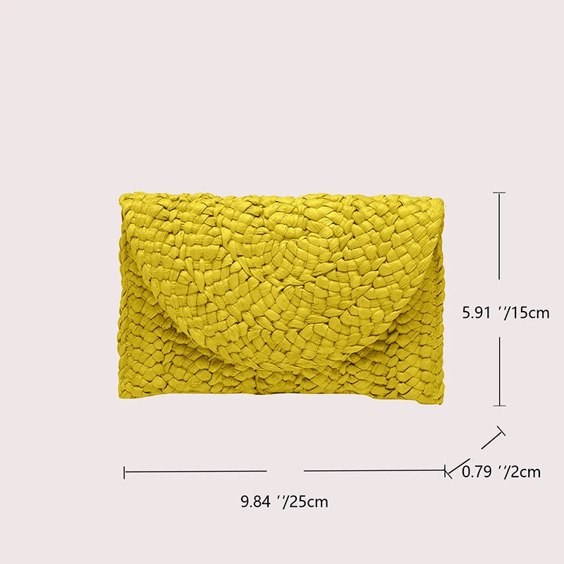 Summer Beach Bags For Women Handmade Straw Envelope Crossbody Bag Braided Shoulder Messenger Bag Vacation Woven Handbag
