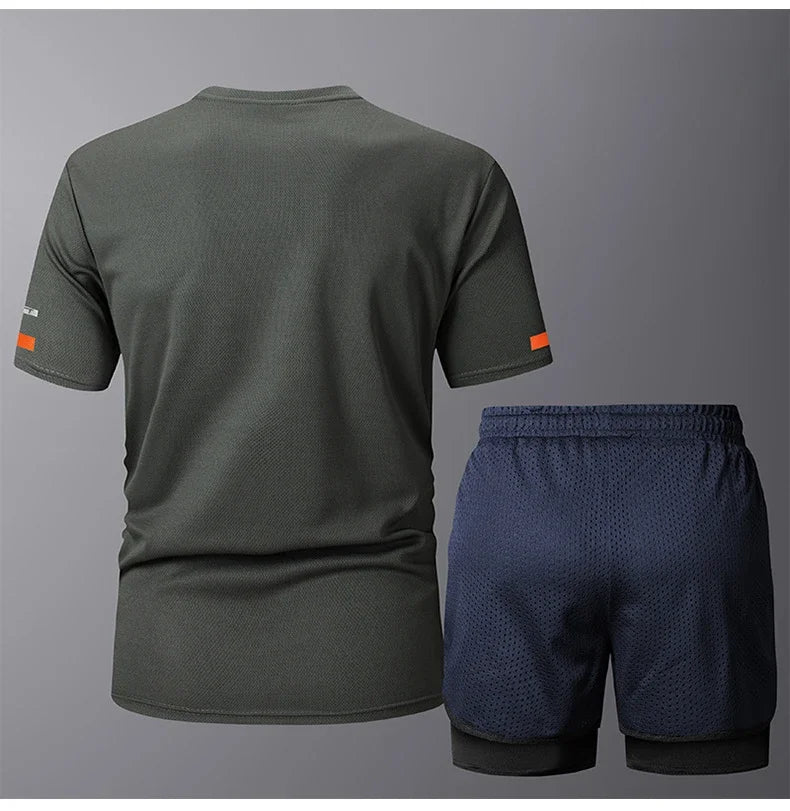 Men's Sportwear 2 PCS Sets Men Sports Quick Drying Running Sets Tracksuit Sport Suits Joggers Training Gym Fitness Workout Suits