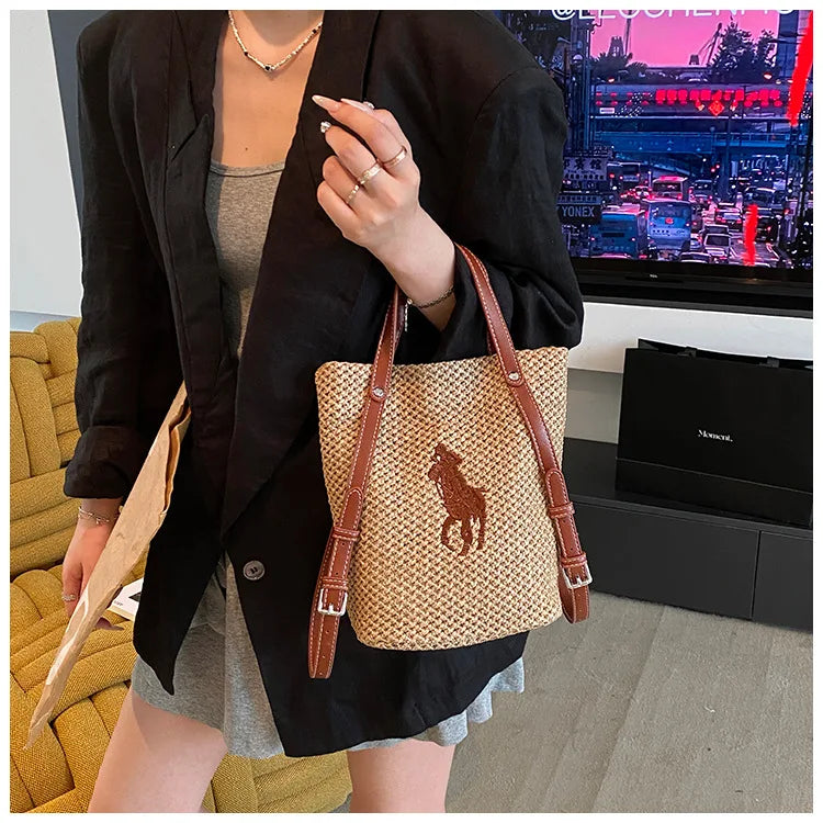 "Summer Straw Tote Bag for Women 2025 New Beach Woven Handbag Large Shoulder/Armpit Purse Bohemian Style"