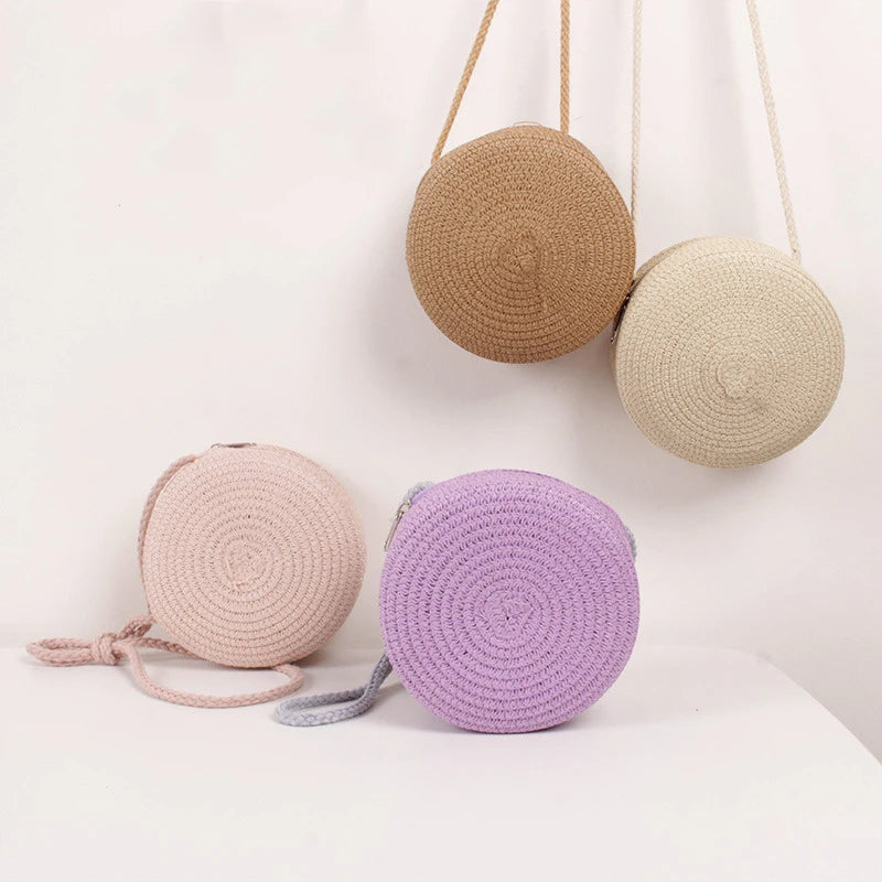 Summer Woven Straw Crossbody Bags for Women Fashion Round Handmade Rattan Beach Small Handbag Travel Female Shoulder Bag