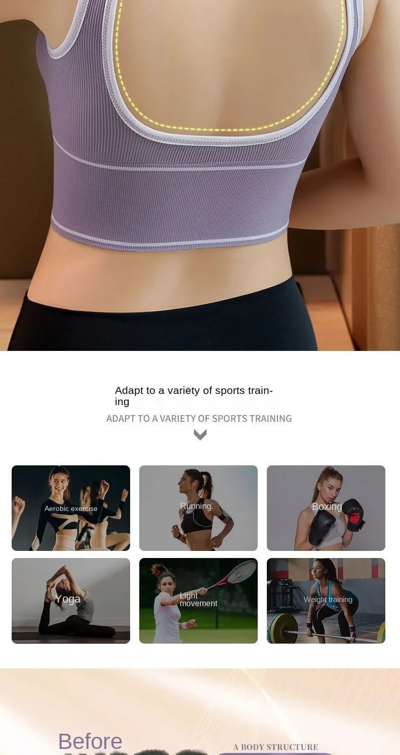 Sports Vest Women Gather Without Steel Ring Shockproof Underwear, Tube Top, Outer Wear, All-match U-shaped Beautiful Back, Big