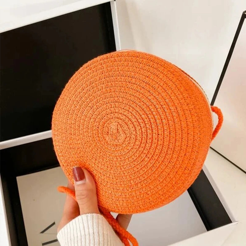 Summer Woven Straw Crossbody Bags for Women Fashion Round Handmade Rattan Beach Small Handbag Travel Female Shoulder Bag