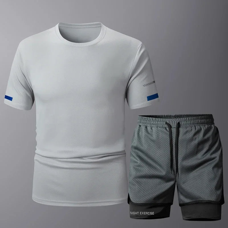 Men's Sportwear 2 PCS Sets Men Sports Quick Drying Running Sets Tracksuit Sport Suits Joggers Training Gym Fitness Workout Suits