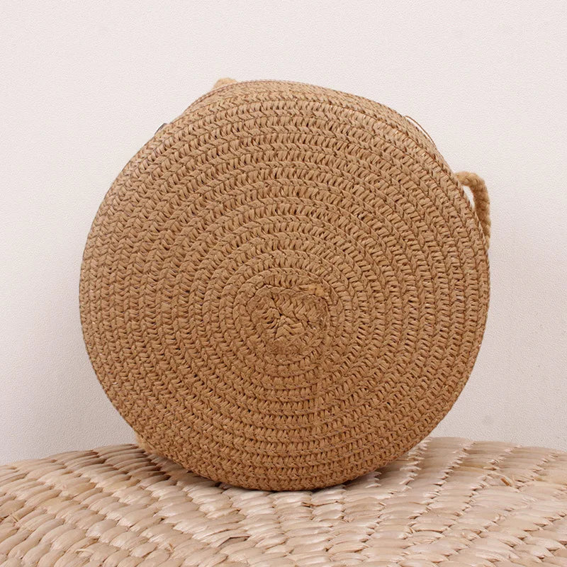 Summer Woven Straw Crossbody Bags for Women Fashion Round Handmade Rattan Beach Small Handbag Travel Female Shoulder Bag