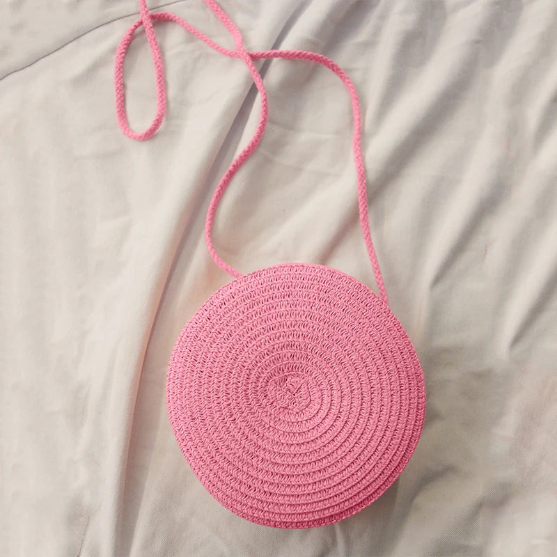 Summer Woven Straw Crossbody Bags for Women Fashion Round Handmade Rattan Beach Small Handbag Travel Female Shoulder Bag