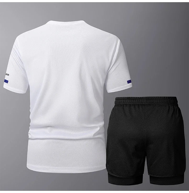Men's Sportwear 2 PCS Sets Men Sports Quick Drying Running Sets Tracksuit Sport Suits Joggers Training Gym Fitness Workout Suits