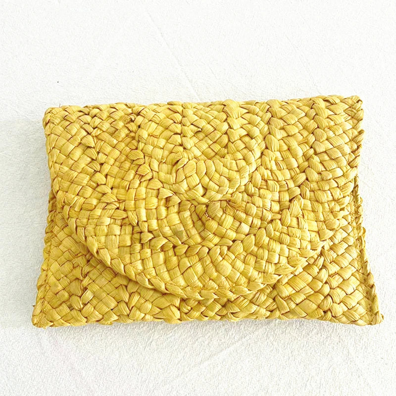 Summer Beach Bags For Women Handmade Straw Envelope Crossbody Bag Braided Shoulder Messenger Bag Vacation Woven Handbag