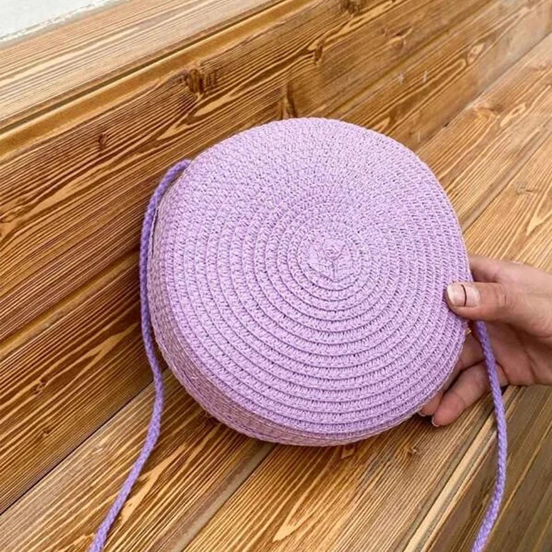 Summer Woven Straw Crossbody Bags for Women Fashion Round Handmade Rattan Beach Small Handbag Travel Female Shoulder Bag