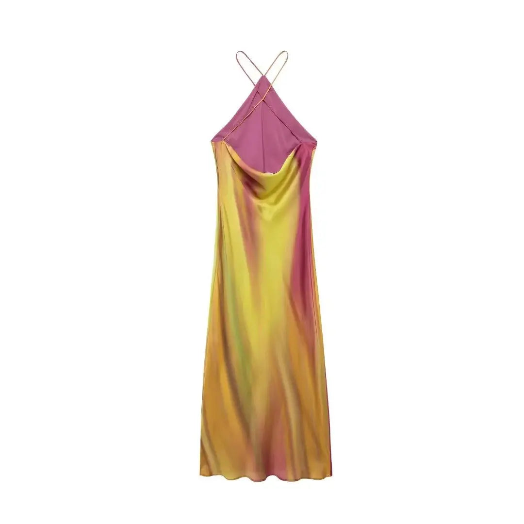 Women's Summer Dress Beach Long Dresses for Women 2024 New Fashion Print Backless Sexy Midi Dress Elegant Party Dresses