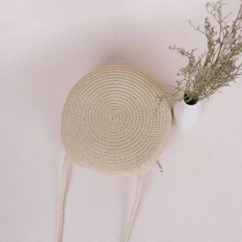 Summer Woven Straw Crossbody Bags for Women Fashion Round Handmade Rattan Beach Small Handbag Travel Female Shoulder Bag