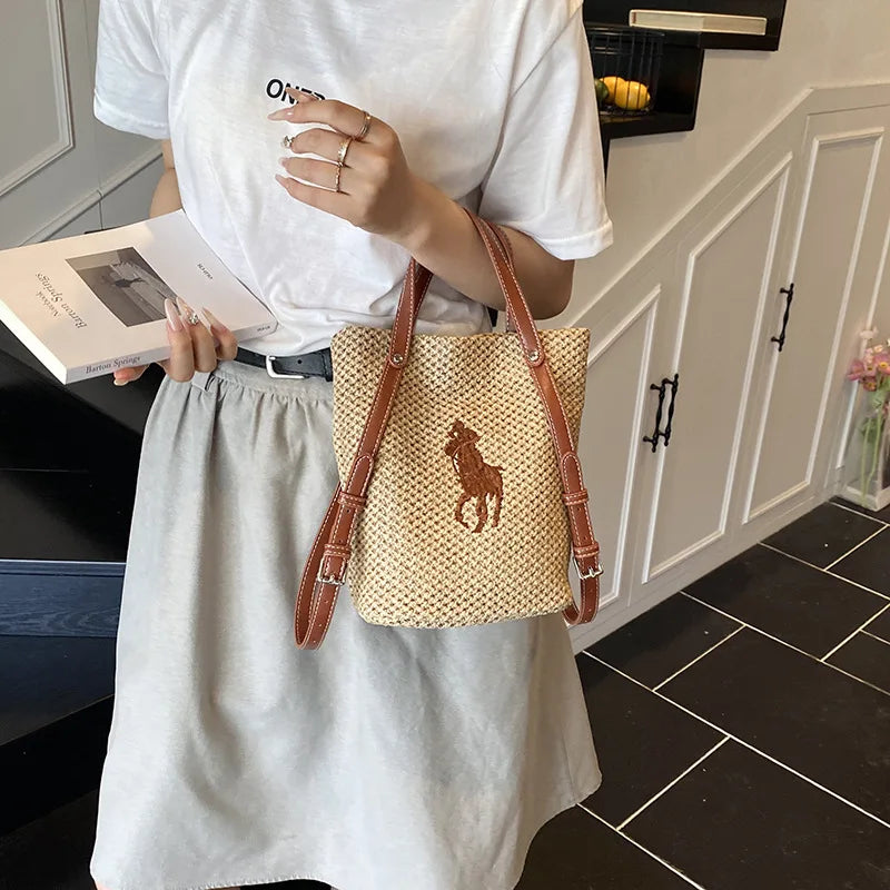 "Summer Straw Tote Bag for Women 2025 New Beach Woven Handbag Large Shoulder/Armpit Purse Bohemian Style"