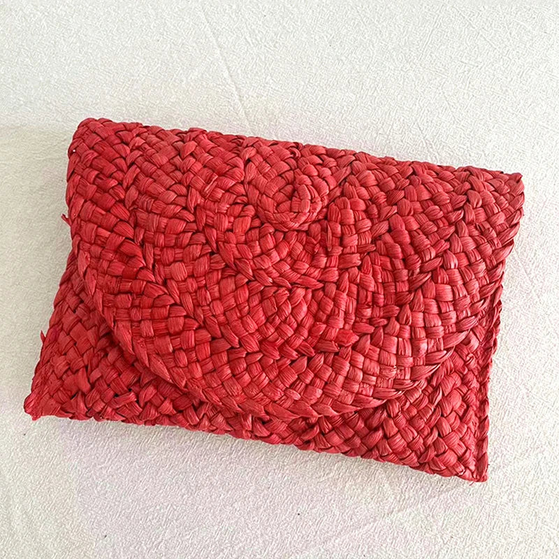 Summer Beach Bags For Women Handmade Straw Envelope Crossbody Bag Braided Shoulder Messenger Bag Vacation Woven Handbag