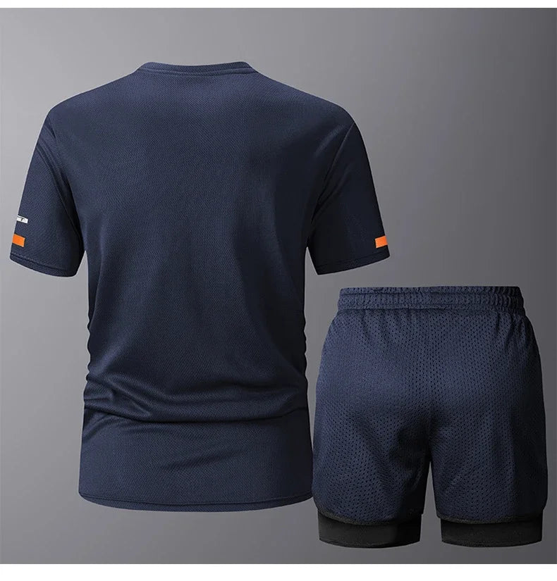 Men's Sportwear 2 PCS Sets Men Sports Quick Drying Running Sets Tracksuit Sport Suits Joggers Training Gym Fitness Workout Suits
