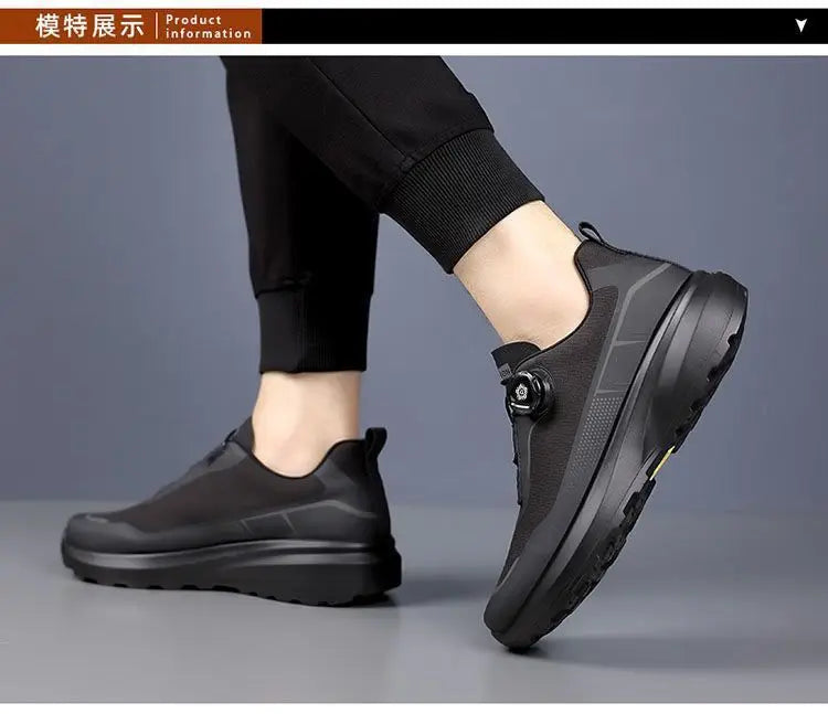Men's Shoes 2025 Spring Platform Rotating Button Sports Trendy Shoes Men's Mountaineering Outdoor Soft-soled Sports Shoes