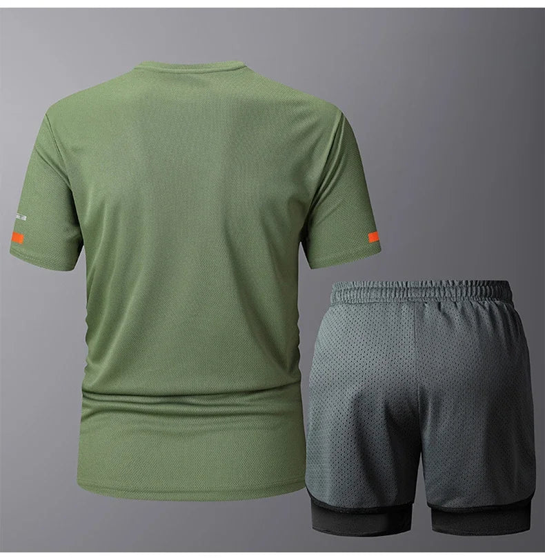 Men's Sportwear 2 PCS Sets Men Sports Quick Drying Running Sets Tracksuit Sport Suits Joggers Training Gym Fitness Workout Suits
