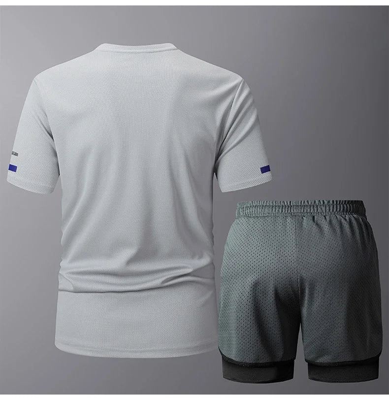 Men's Sportwear 2 PCS Sets Men Sports Quick Drying Running Sets Tracksuit Sport Suits Joggers Training Gym Fitness Workout Suits
