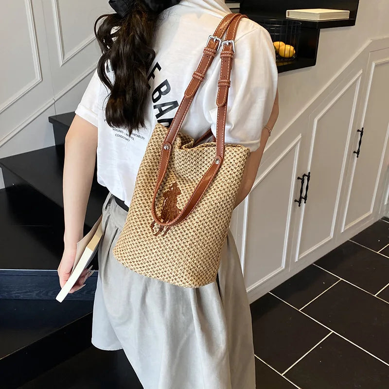 "Summer Straw Tote Bag for Women 2025 New Beach Woven Handbag Large Shoulder/Armpit Purse Bohemian Style"