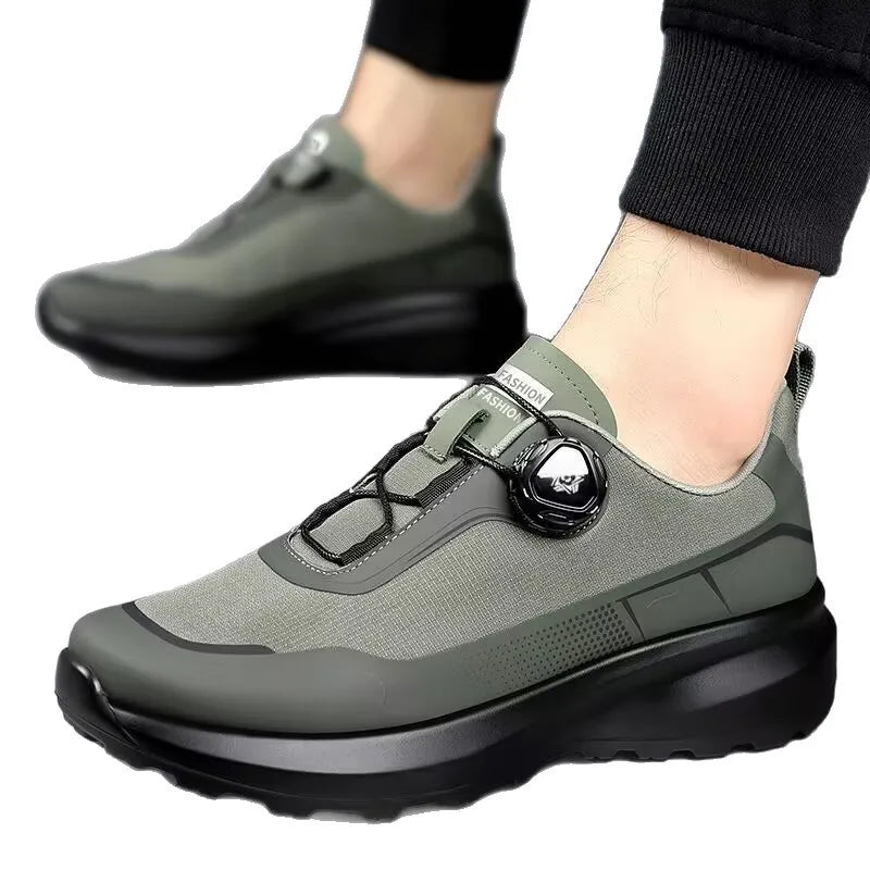 Men's Shoes 2025 Spring Platform Rotating Button Sports Trendy Shoes Men's Mountaineering Outdoor Soft-soled Sports Shoes
