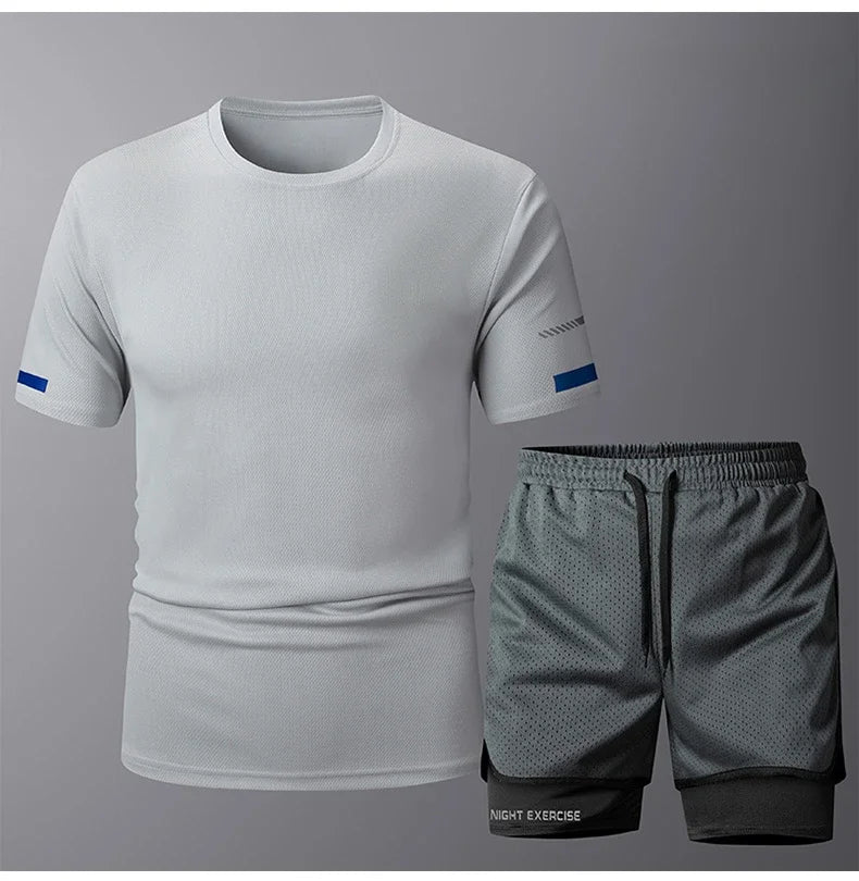 Men's Sportwear 2 PCS Sets Men Sports Quick Drying Running Sets Tracksuit Sport Suits Joggers Training Gym Fitness Workout Suits