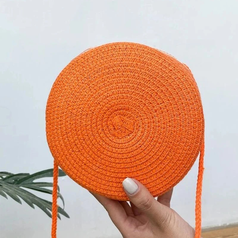 Summer Woven Straw Crossbody Bags for Women Fashion Round Handmade Rattan Beach Small Handbag Travel Female Shoulder Bag
